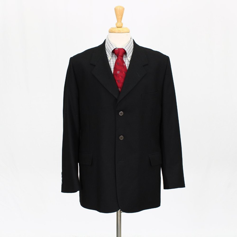Tom James 42R Black Solid 3-Button Sport Coat Blazer Jacket O783